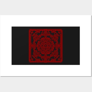 Red Snowflake Aesthetic - Bohemian Paisley Posters and Art